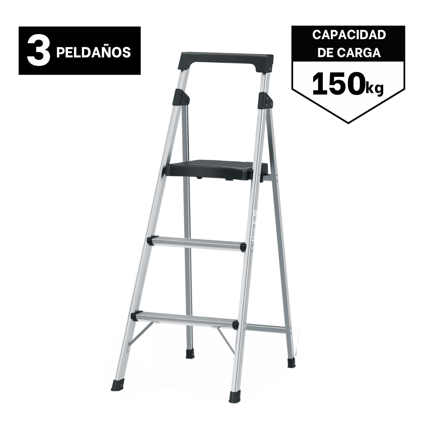 Escalera Tubular Plegable, 3 Peldaños, Aluminio, Truper 16764